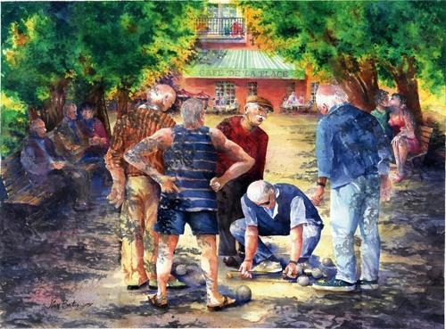 Boules in the Plaza
21 x 29” - $600 Matted, unframed
12 x 18” Matted
Giclée Print - $45